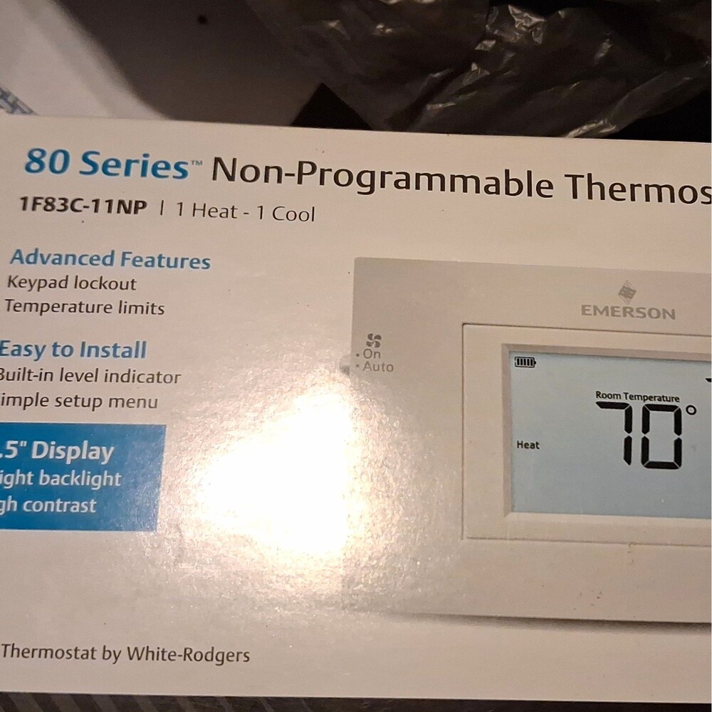 Emerson 80 Series 1F83C-11NP Non-Programmable 1H/1C Backlit Thermostat